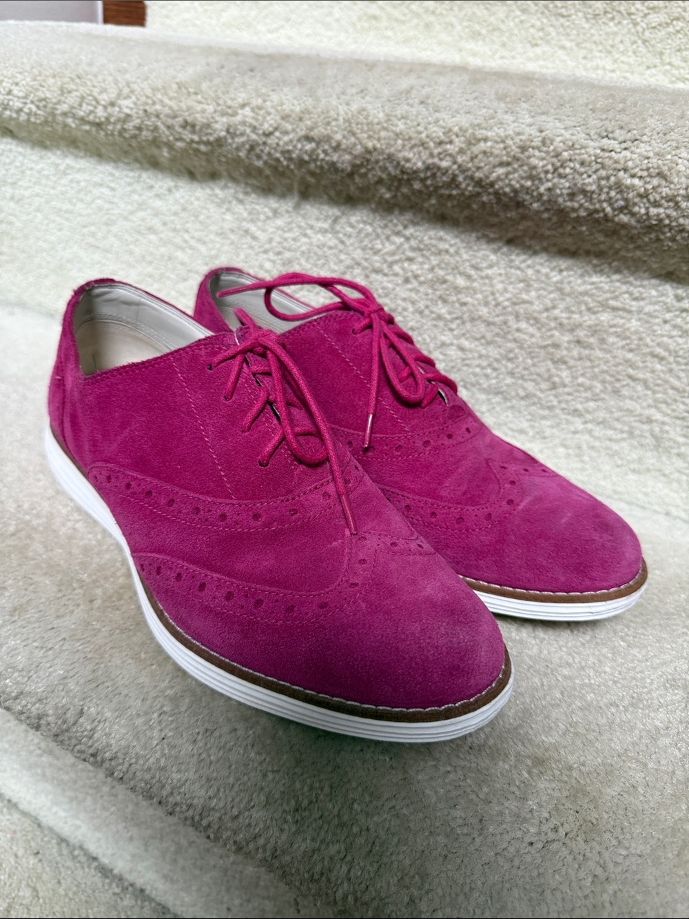 Cole Haan Fuchsia Suede Wingtip Lace-Up Oxford Sneakers